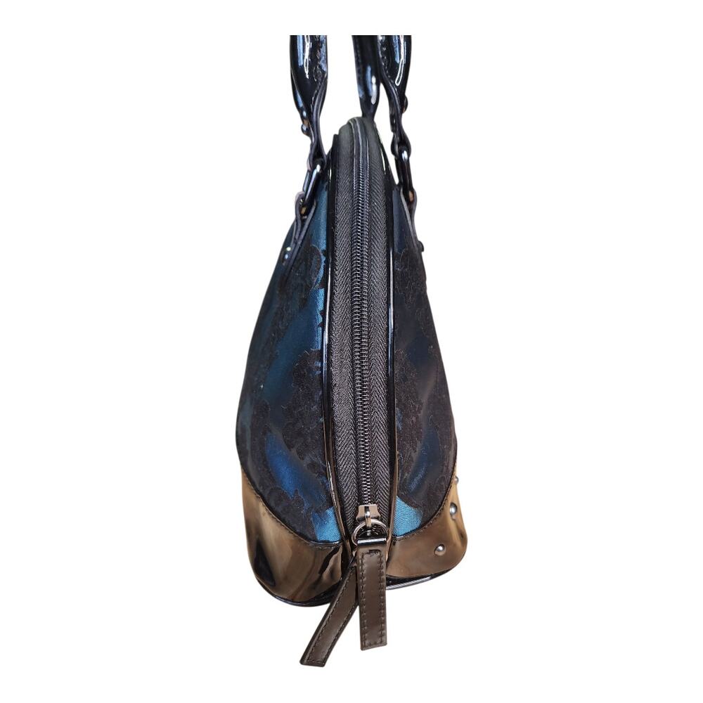 GG Rose Damask Madame Teal Blue Black Patent Leather Gothic Purse - Picture 5 of 8